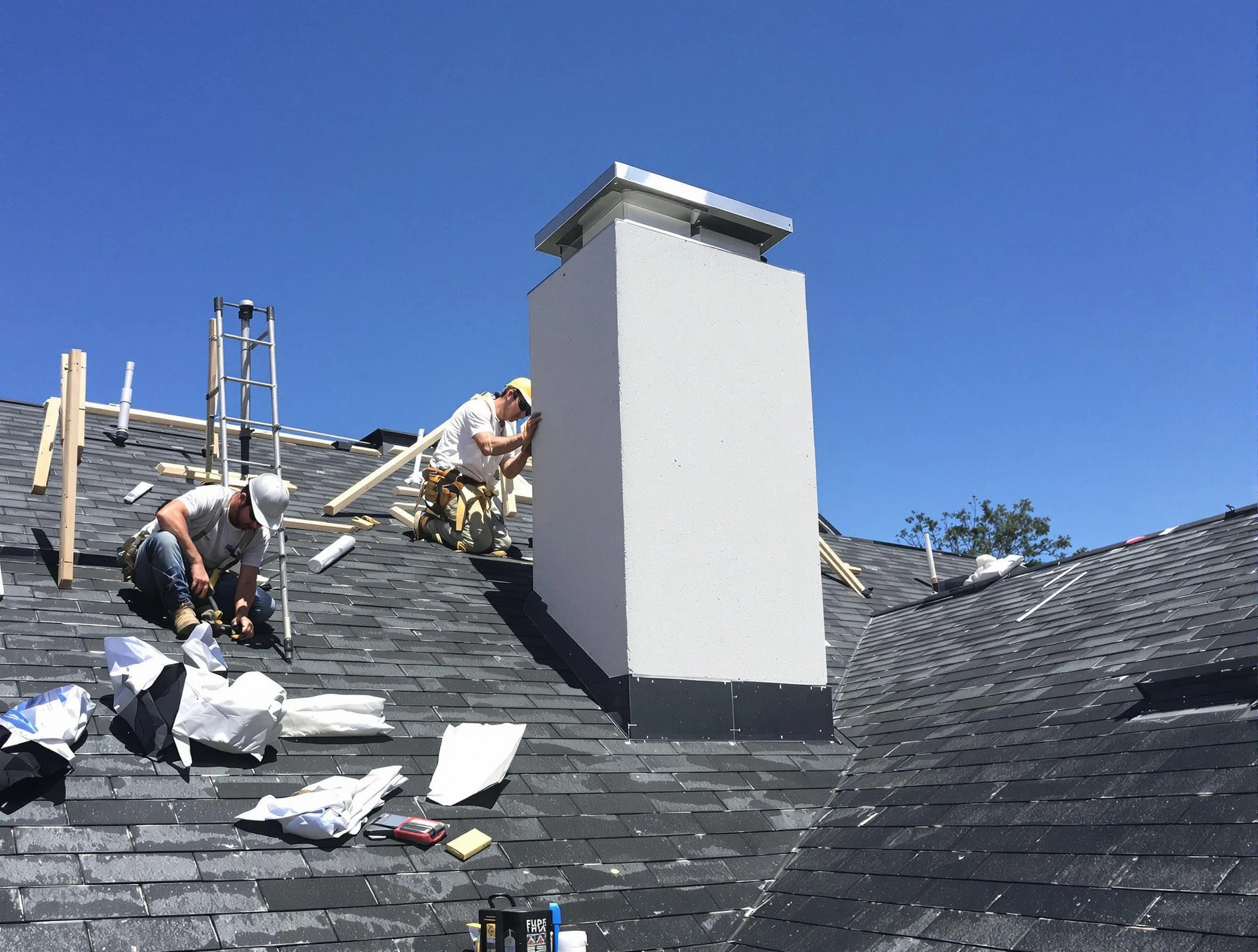 Bensley Chimney Sweep crew installing a new chimney in Bensley, VA