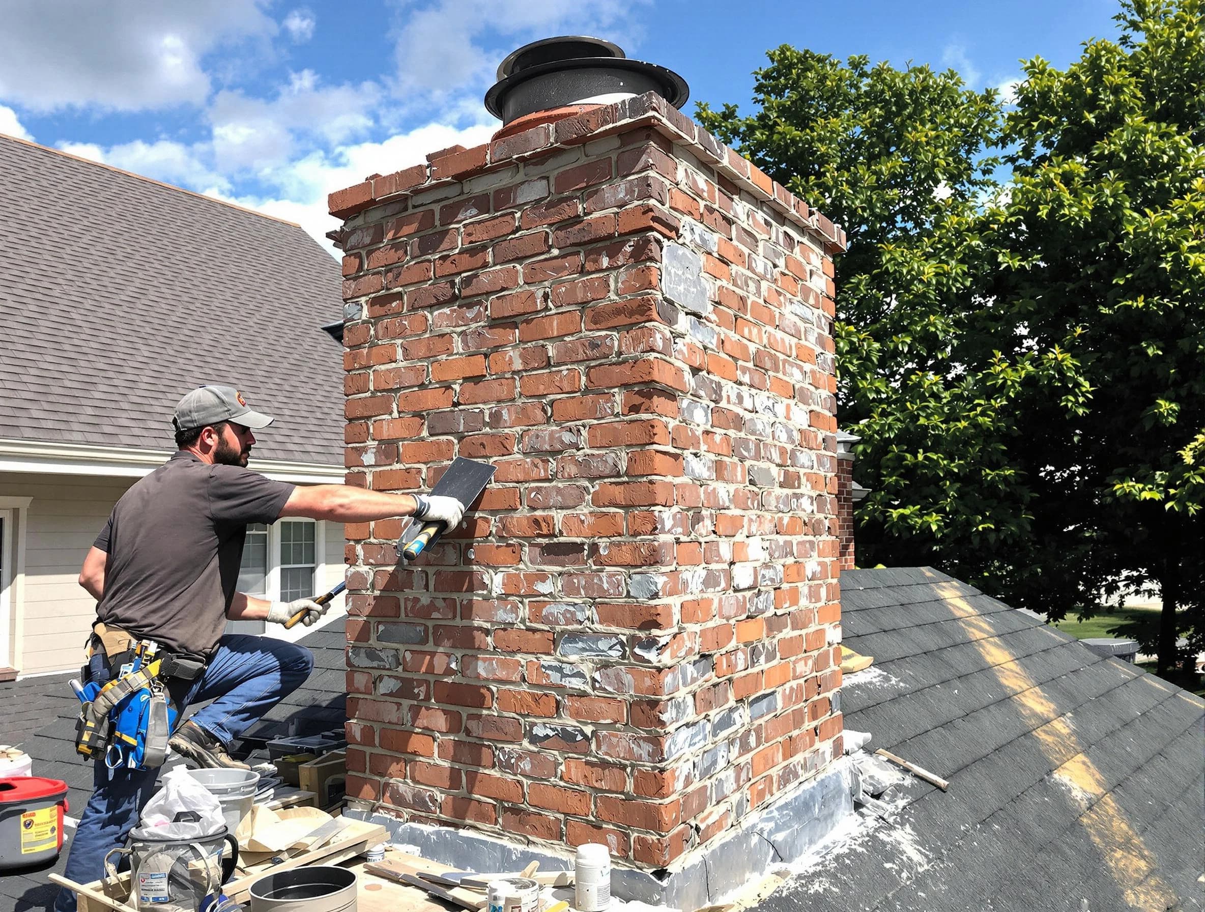 Completed chimney rebuild by Bensley Chimney Sweep in Bensley, VA