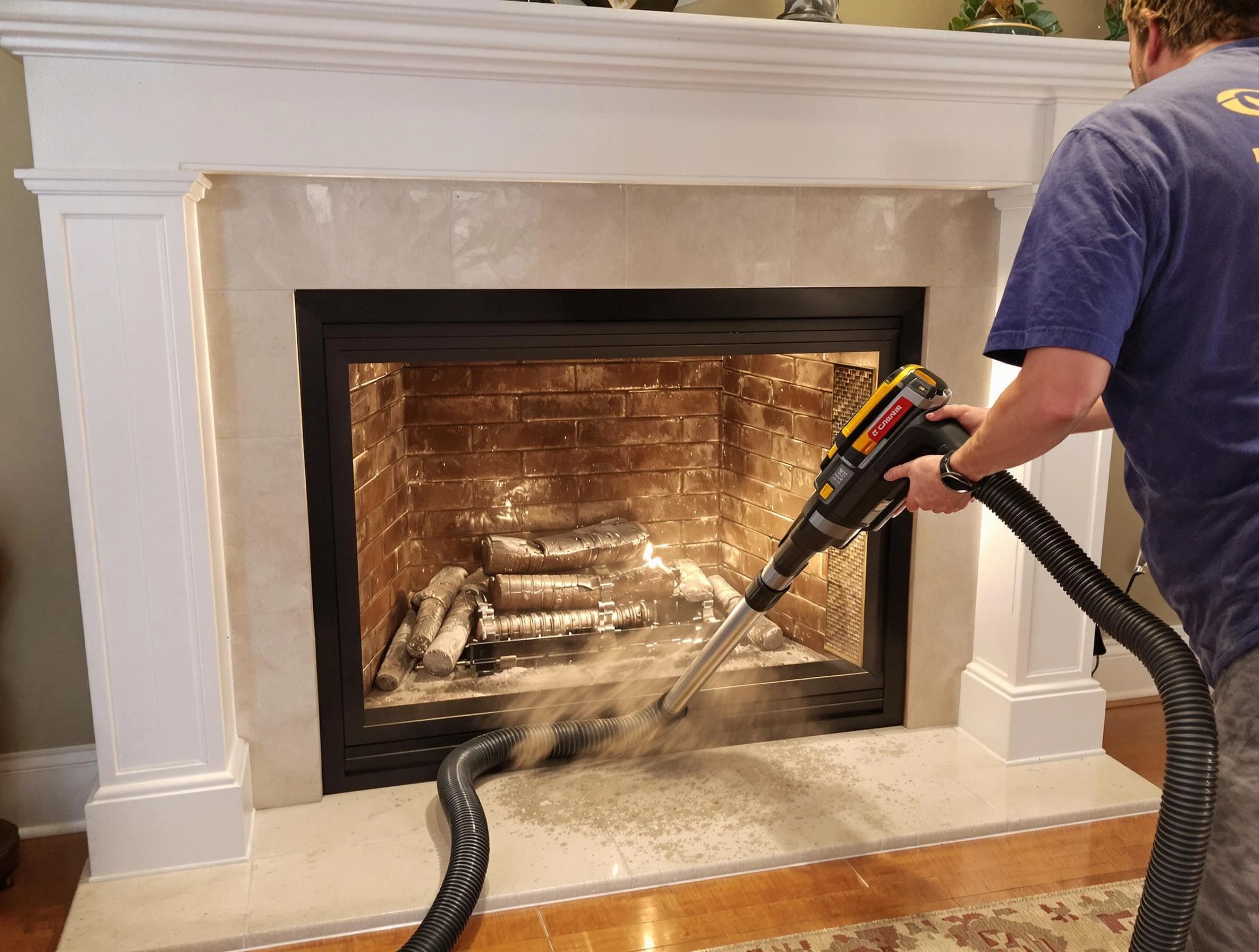 Fireplace cleaning performed by Bensley Chimney Sweep in Bensley, VA