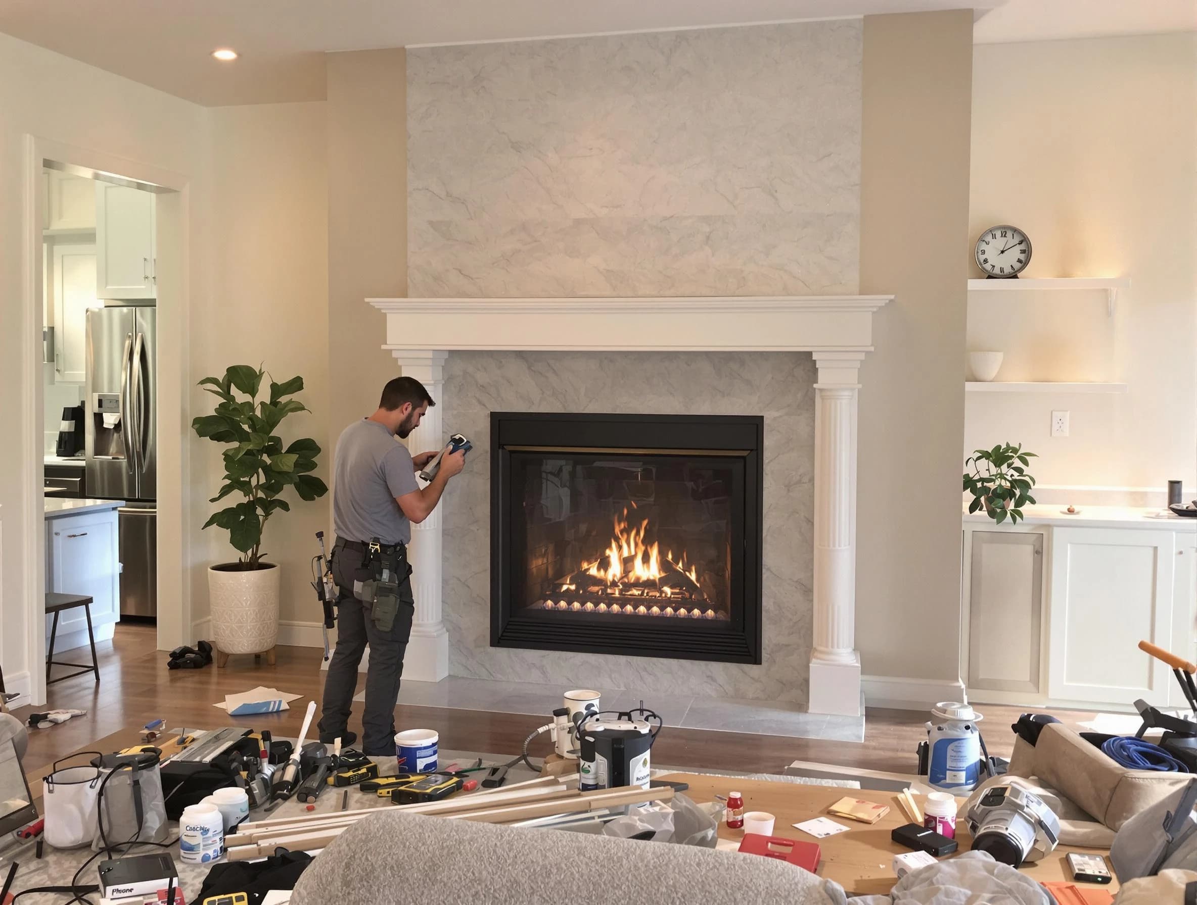 Newly installed fireplace by Bensley Chimney Sweep in Bensley, VA