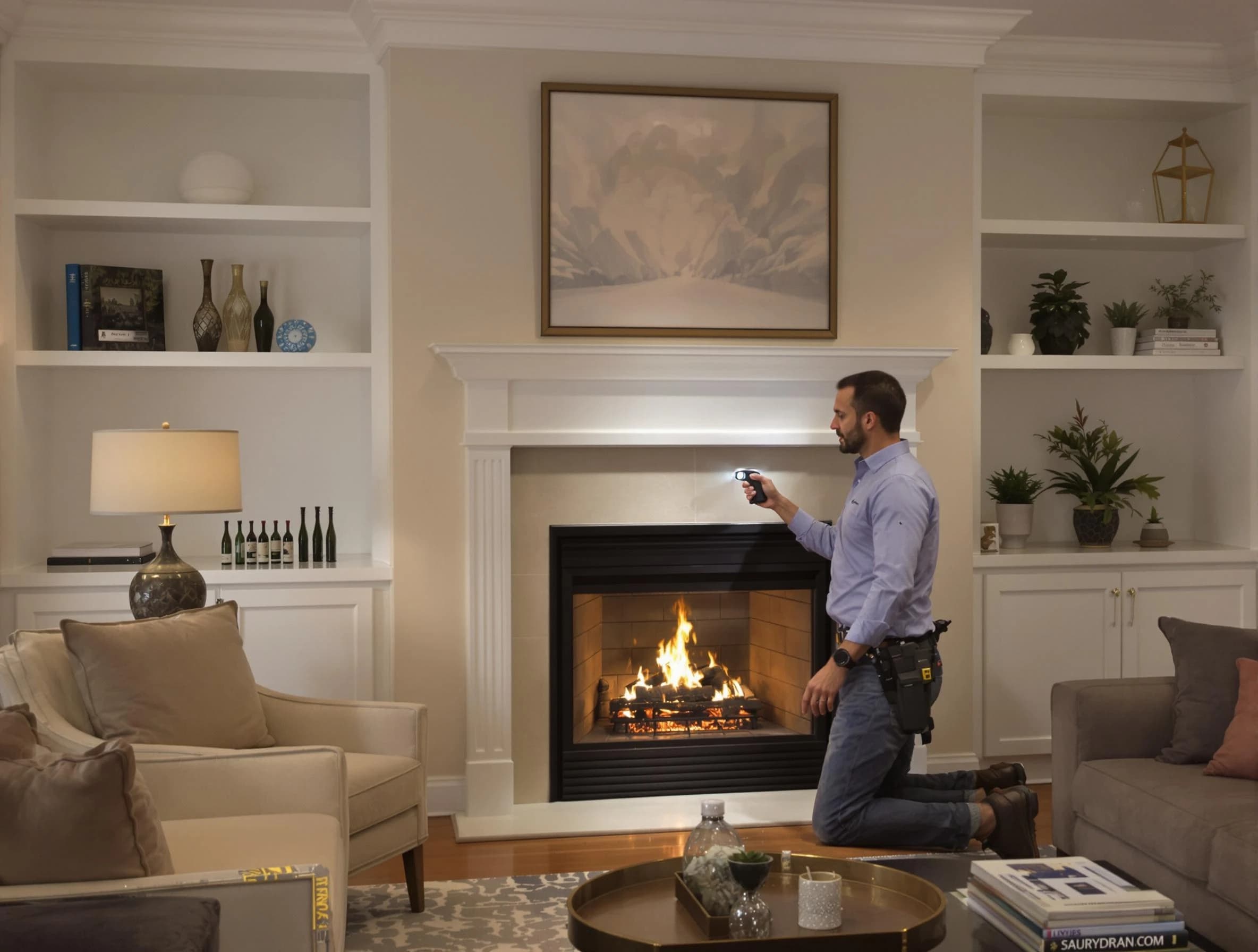 Bensley Chimney Sweep conducting a fireplace safety inspection in Bensley, VA