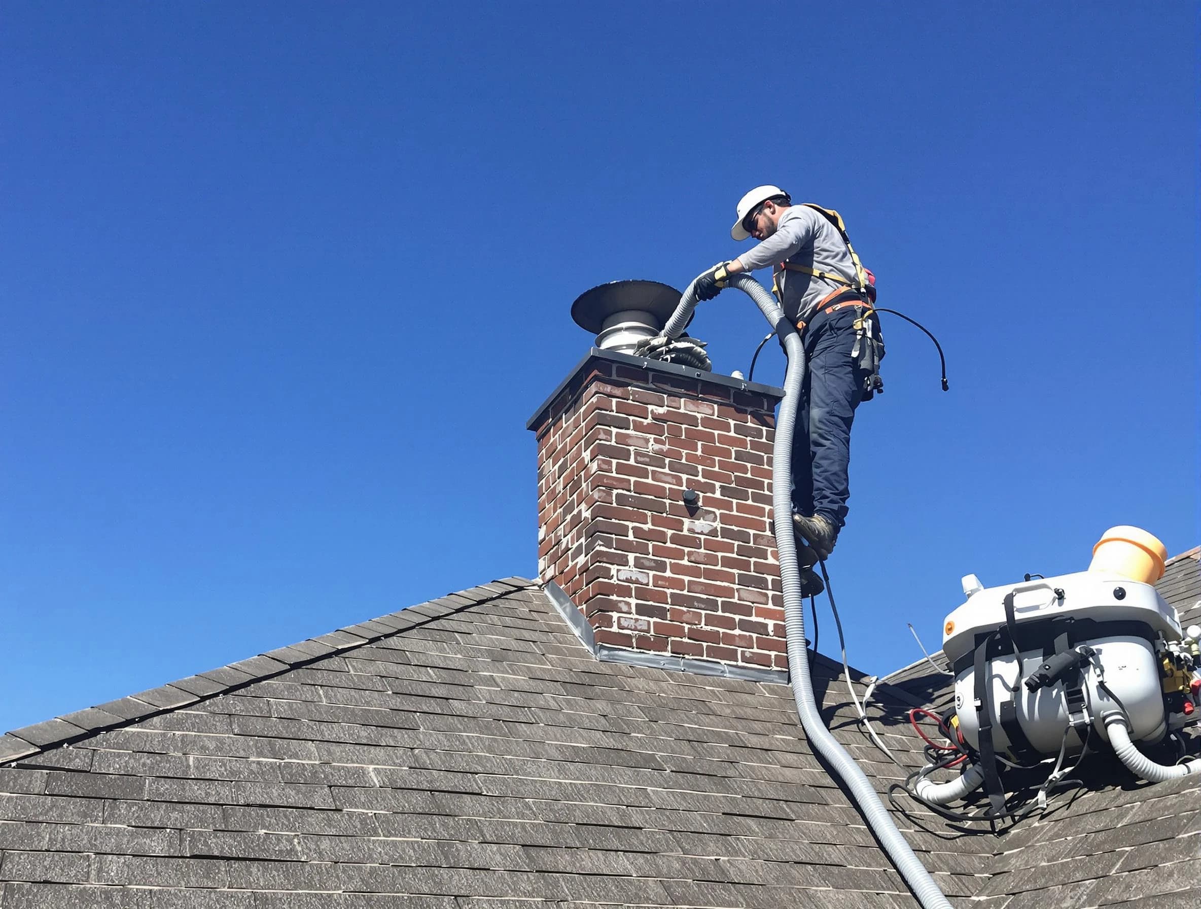 Dedicated Bensley Chimney Sweep team member cleaning a chimney in Bensley, VA
