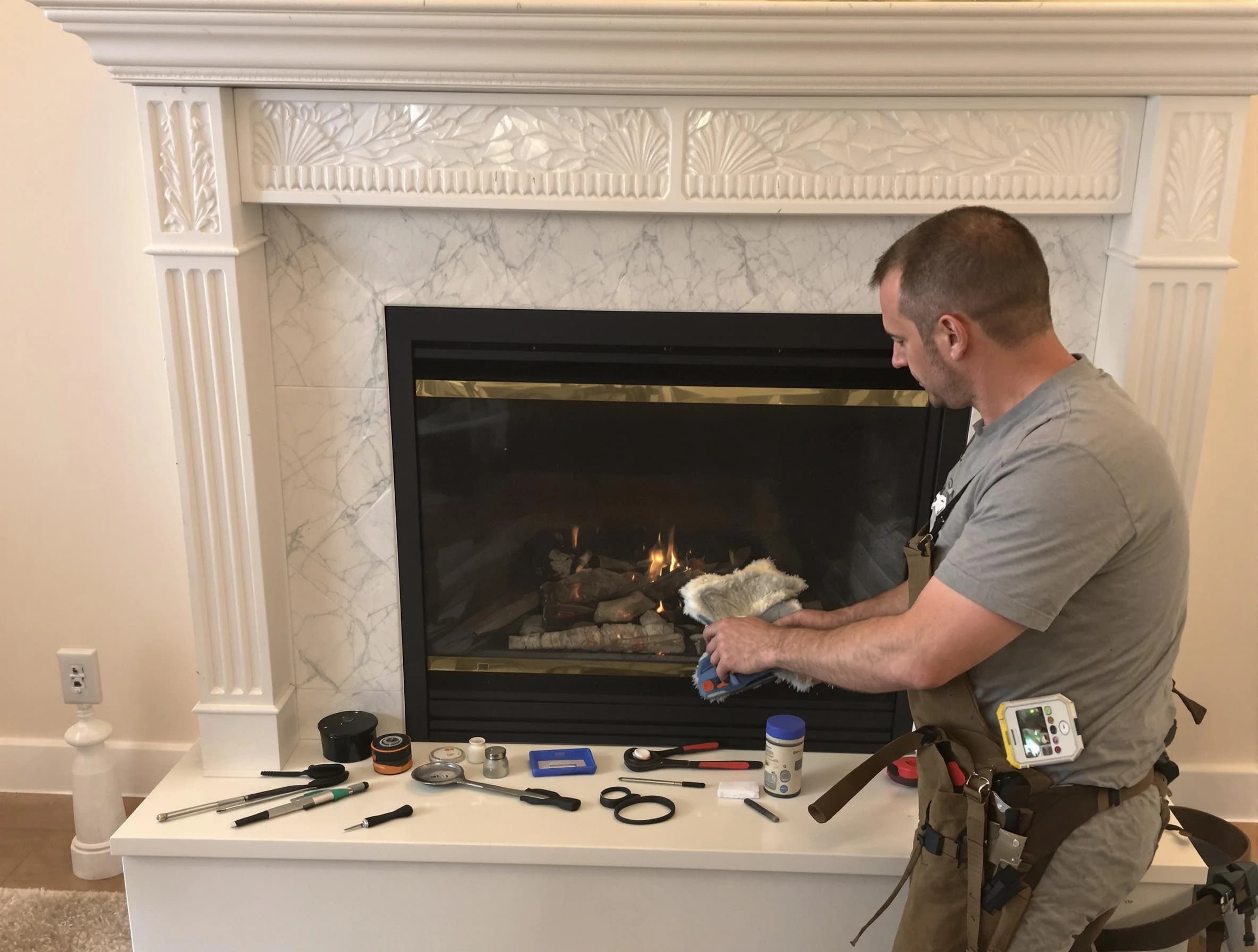Bensley Chimney Sweep performing fireplace maintenance in Bensley, VA