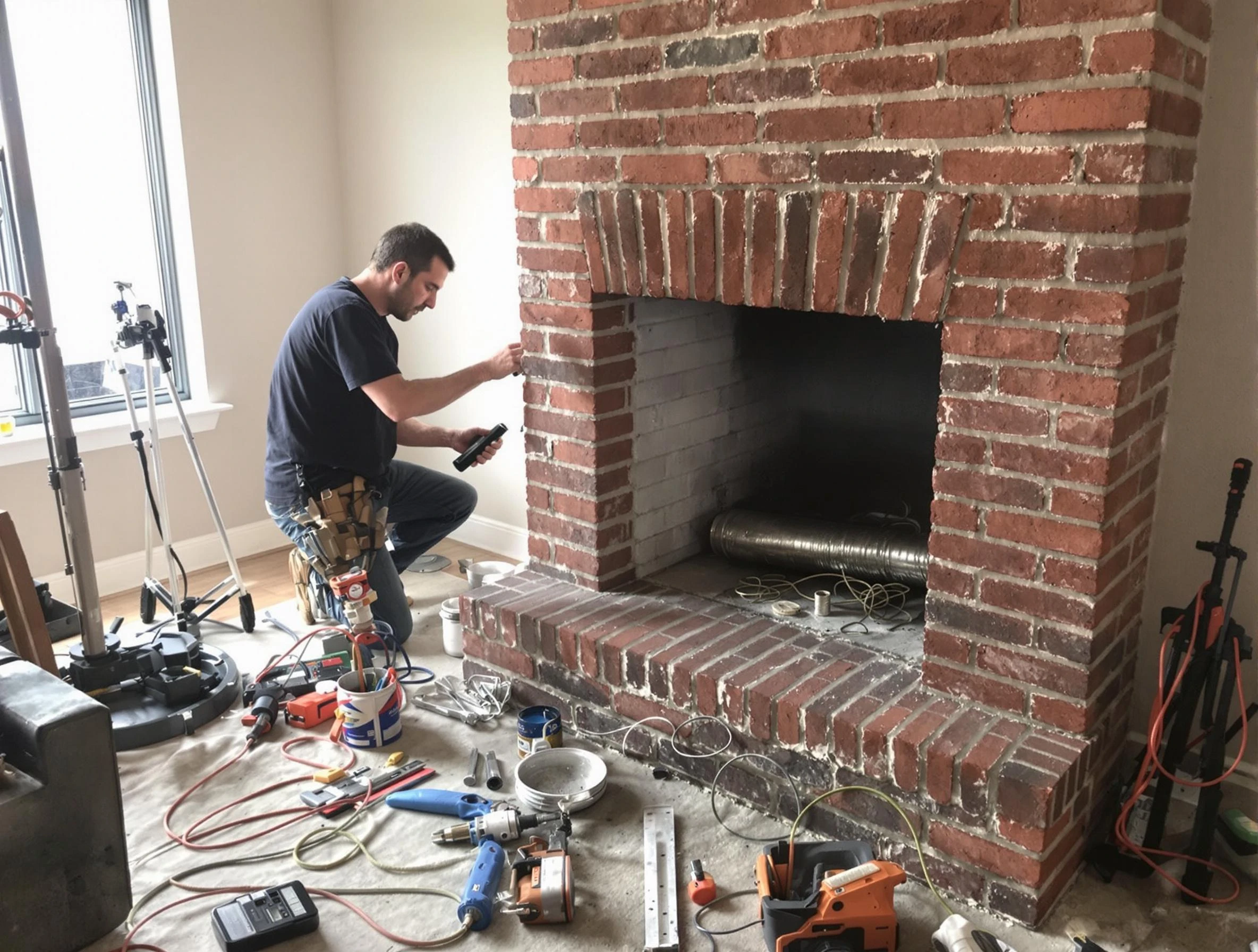 Bensley Chimney Sweep specialist finalizing chimney liner service in Bensley, VA