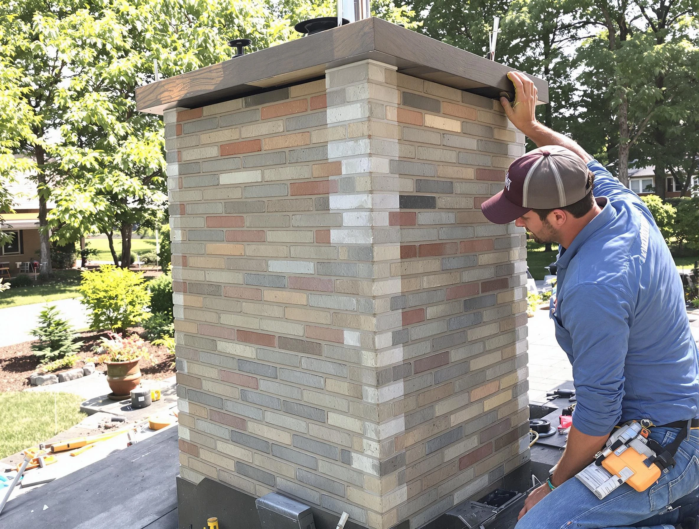 Bensley Chimney Sweep completing a modern chimney remodel in Bensley, VA